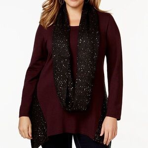 Style & Co Sequin Scarf Sweater
